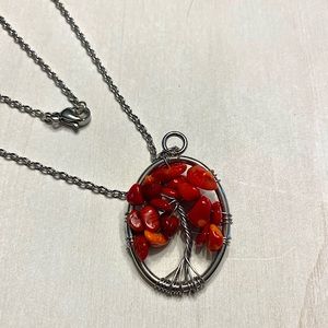 Natural red coral necklace